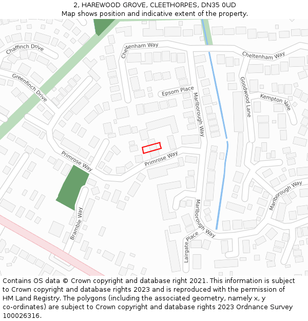 2, HAREWOOD GROVE, CLEETHORPES, DN35 0UD: Location map and indicative extent of plot