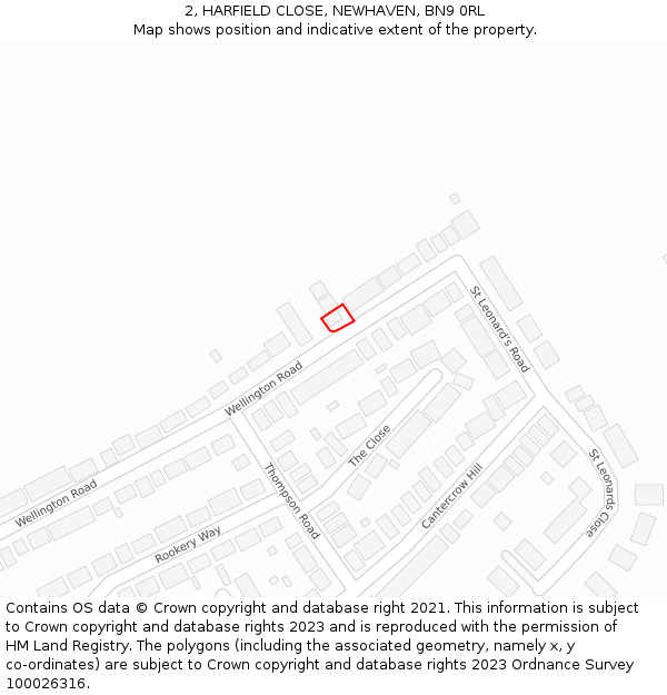 2, HARFIELD CLOSE, NEWHAVEN, BN9 0RL: Location map and indicative extent of plot