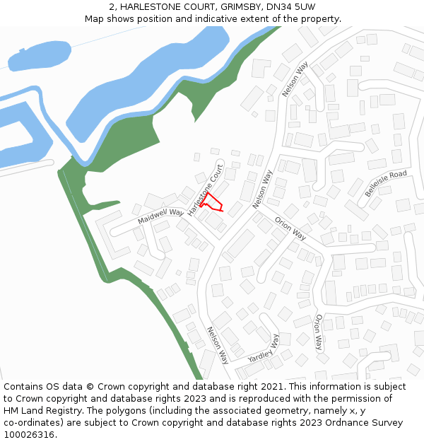 2, HARLESTONE COURT, GRIMSBY, DN34 5UW: Location map and indicative extent of plot