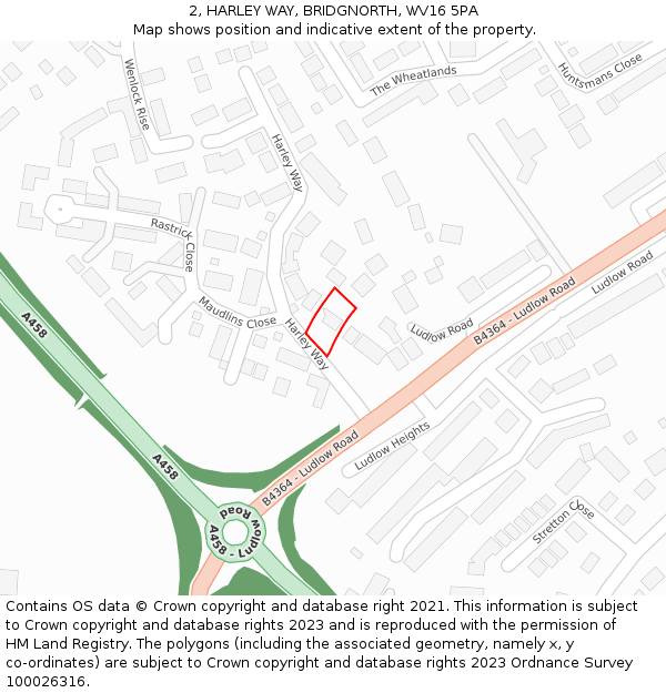 2, HARLEY WAY, BRIDGNORTH, WV16 5PA: Location map and indicative extent of plot