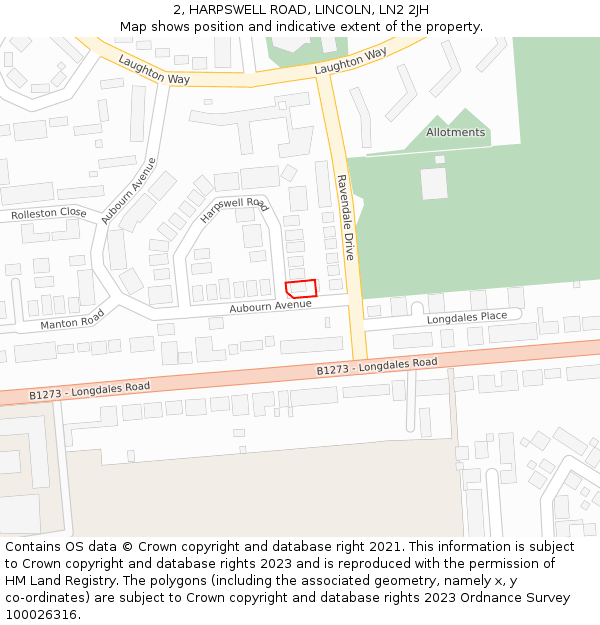 2, HARPSWELL ROAD, LINCOLN, LN2 2JH: Location map and indicative extent of plot