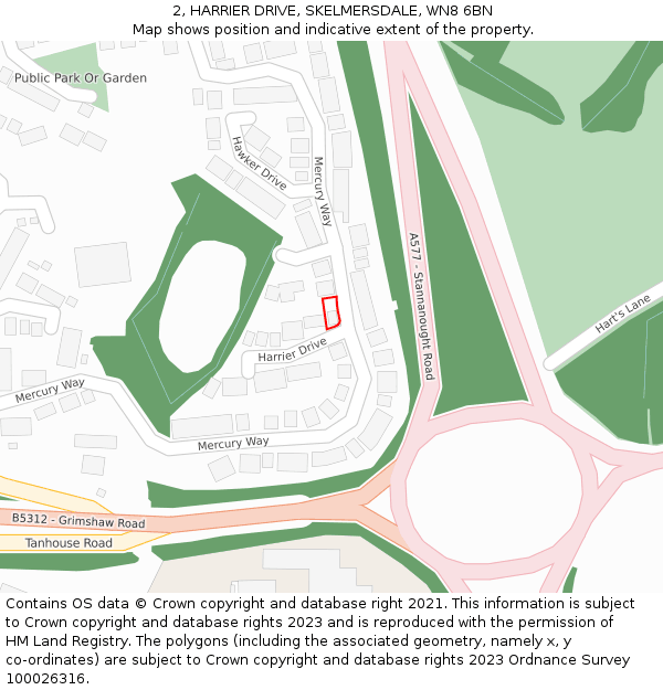 2, HARRIER DRIVE, SKELMERSDALE, WN8 6BN: Location map and indicative extent of plot