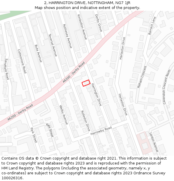 2, HARRINGTON DRIVE, NOTTINGHAM, NG7 1JR: Location map and indicative extent of plot