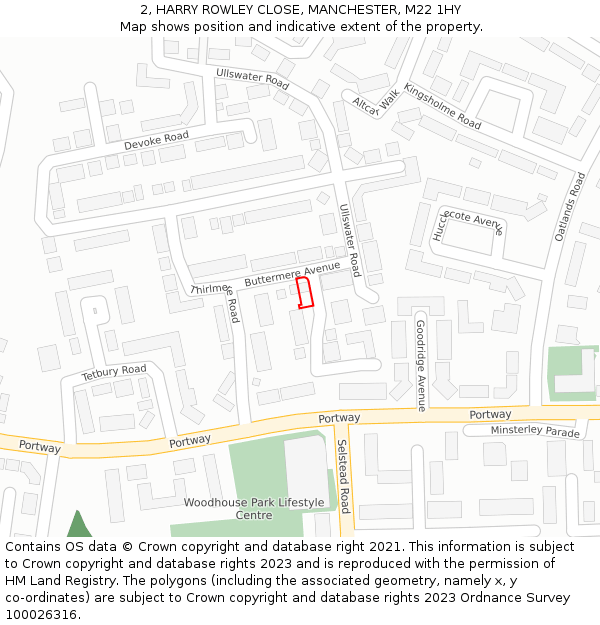 2, HARRY ROWLEY CLOSE, MANCHESTER, M22 1HY: Location map and indicative extent of plot