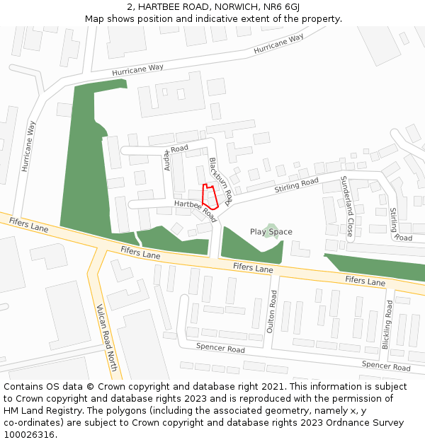 2, HARTBEE ROAD, NORWICH, NR6 6GJ: Location map and indicative extent of plot