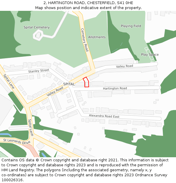 2, HARTINGTON ROAD, CHESTERFIELD, S41 0HE: Location map and indicative extent of plot