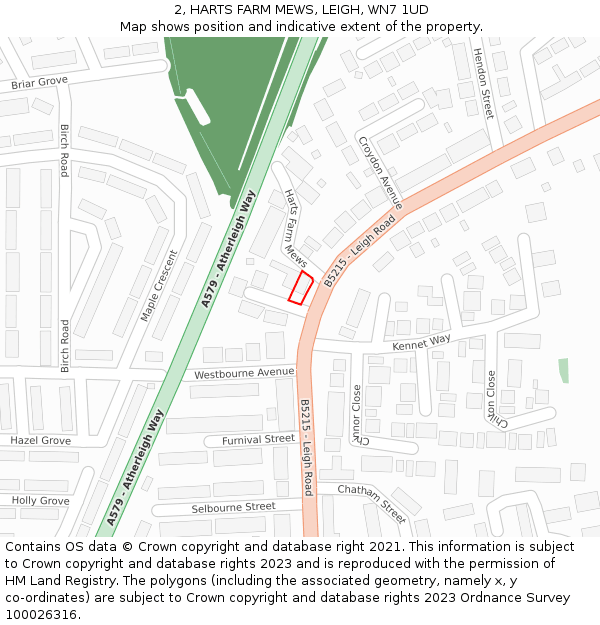 2, HARTS FARM MEWS, LEIGH, WN7 1UD: Location map and indicative extent of plot