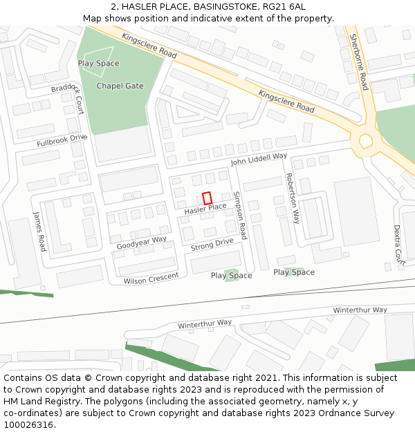 2, HASLER PLACE, BASINGSTOKE, RG21 6AL: Location map and indicative extent of plot