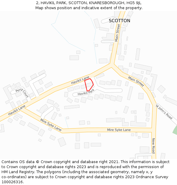 2, HAVIKIL PARK, SCOTTON, KNARESBOROUGH, HG5 9JL: Location map and indicative extent of plot