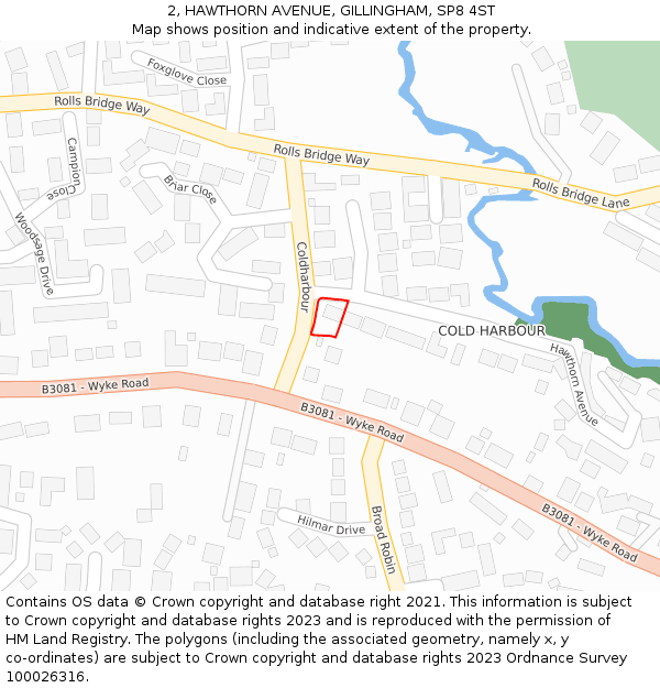 2, HAWTHORN AVENUE, GILLINGHAM, SP8 4ST: Location map and indicative extent of plot