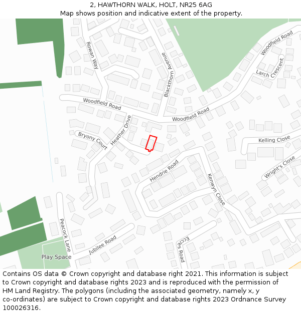 2, HAWTHORN WALK, HOLT, NR25 6AG: Location map and indicative extent of plot