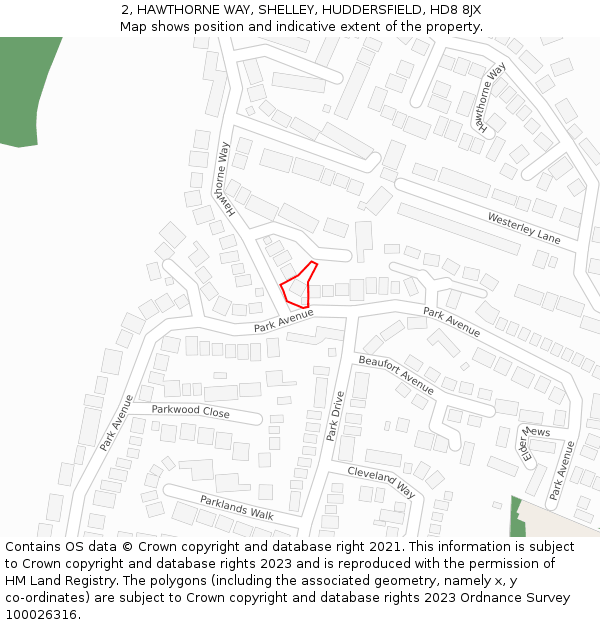 2, HAWTHORNE WAY, SHELLEY, HUDDERSFIELD, HD8 8JX: Location map and indicative extent of plot