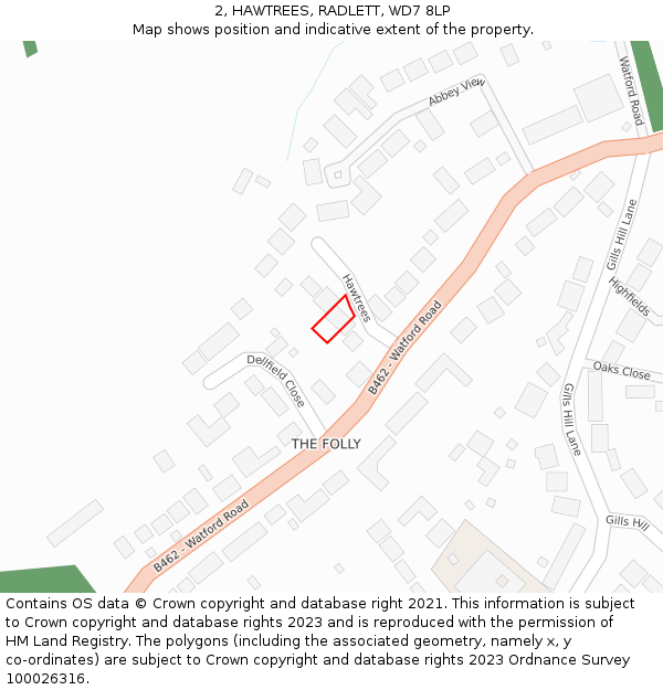 2, HAWTREES, RADLETT, WD7 8LP: Location map and indicative extent of plot