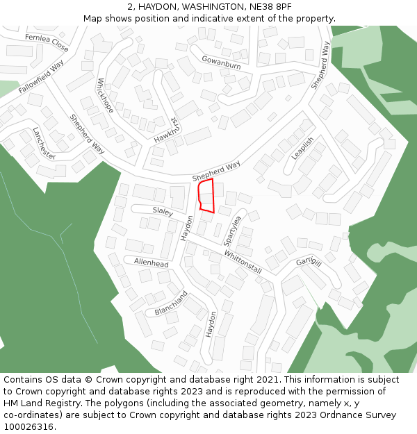 2, HAYDON, WASHINGTON, NE38 8PF: Location map and indicative extent of plot