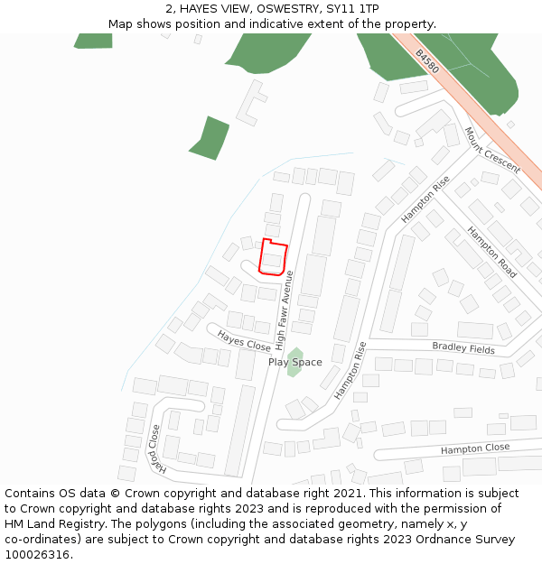 2, HAYES VIEW, OSWESTRY, SY11 1TP: Location map and indicative extent of plot