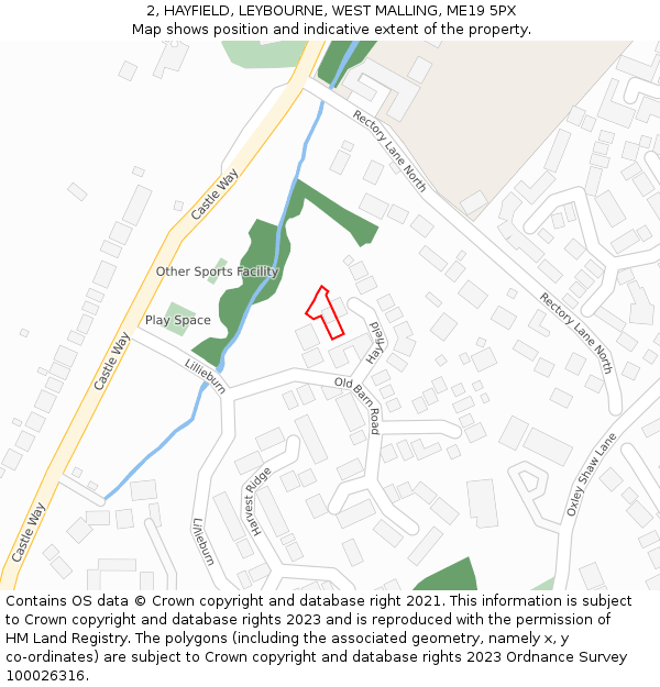 2, HAYFIELD, LEYBOURNE, WEST MALLING, ME19 5PX: Location map and indicative extent of plot