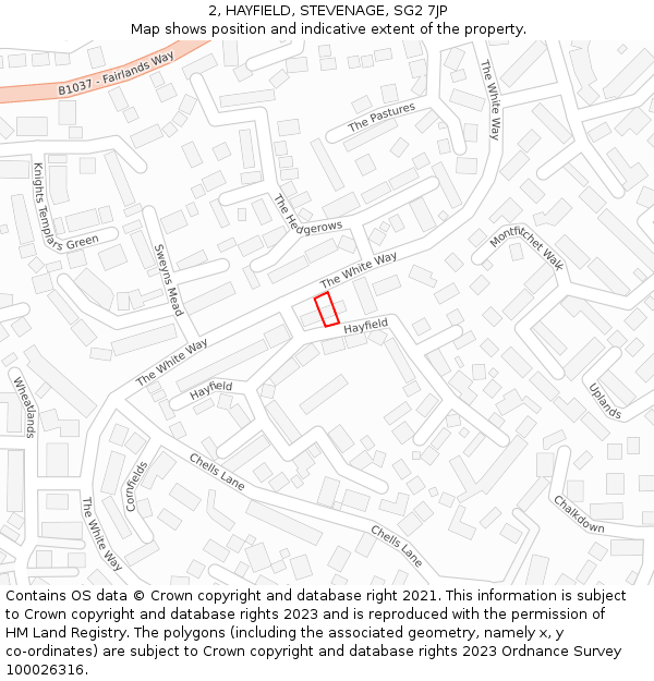 2, HAYFIELD, STEVENAGE, SG2 7JP: Location map and indicative extent of plot