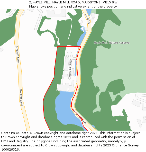 2, HAYLE MILL, HAYLE MILL ROAD, MAIDSTONE, ME15 6JW: Location map and indicative extent of plot