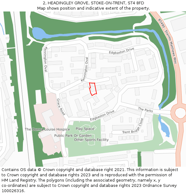 2, HEADINGLEY GROVE, STOKE-ON-TRENT, ST4 8FD: Location map and indicative extent of plot