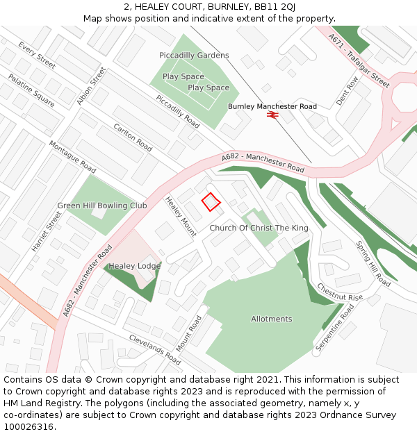 2, HEALEY COURT, BURNLEY, BB11 2QJ: Location map and indicative extent of plot