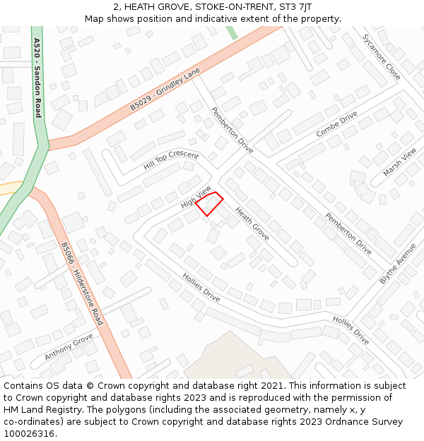 2, HEATH GROVE, STOKE-ON-TRENT, ST3 7JT: Location map and indicative extent of plot