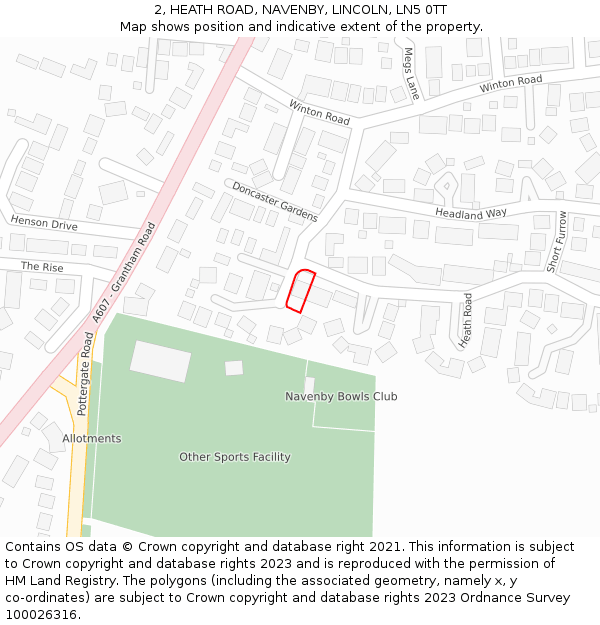 2, HEATH ROAD, NAVENBY, LINCOLN, LN5 0TT: Location map and indicative extent of plot