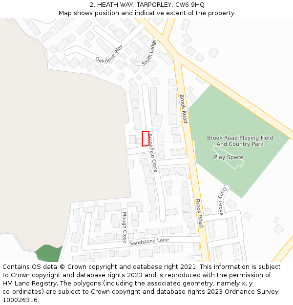2, HEATH WAY, TARPORLEY, CW6 9HQ: Location map and indicative extent of plot