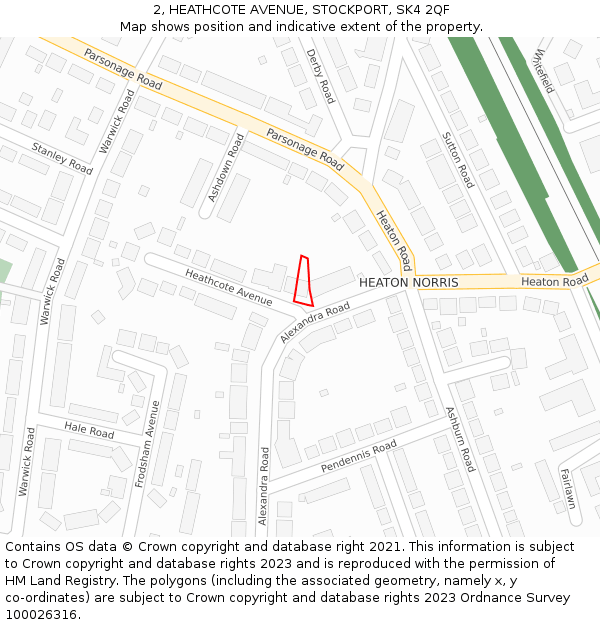 2, HEATHCOTE AVENUE, STOCKPORT, SK4 2QF: Location map and indicative extent of plot