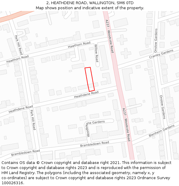 2, HEATHDENE ROAD, WALLINGTON, SM6 0TD: Location map and indicative extent of plot