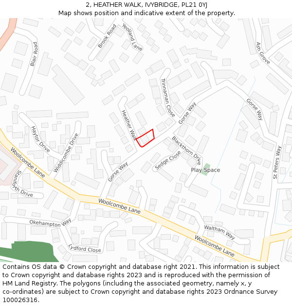 2, HEATHER WALK, IVYBRIDGE, PL21 0YJ: Location map and indicative extent of plot