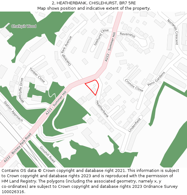 2, HEATHERBANK, CHISLEHURST, BR7 5RE: Location map and indicative extent of plot