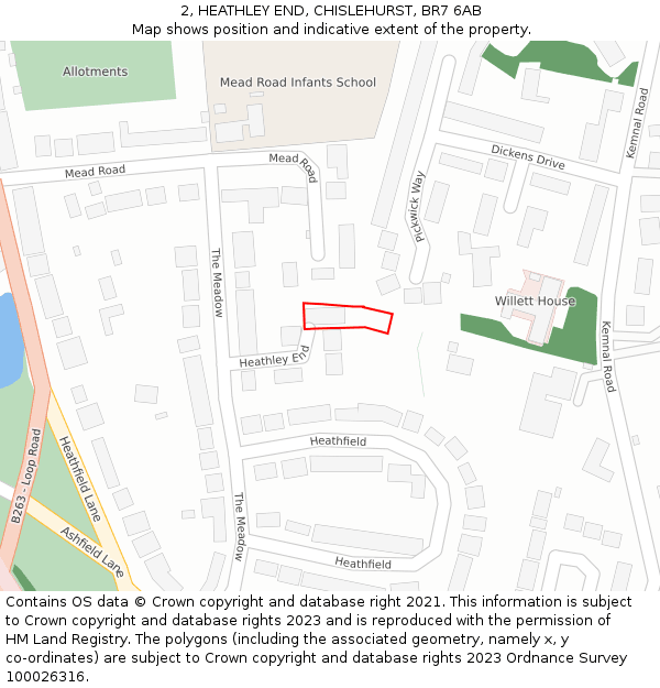 2, HEATHLEY END, CHISLEHURST, BR7 6AB: Location map and indicative extent of plot