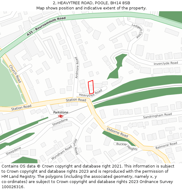 2, HEAVYTREE ROAD, POOLE, BH14 8SB: Location map and indicative extent of plot