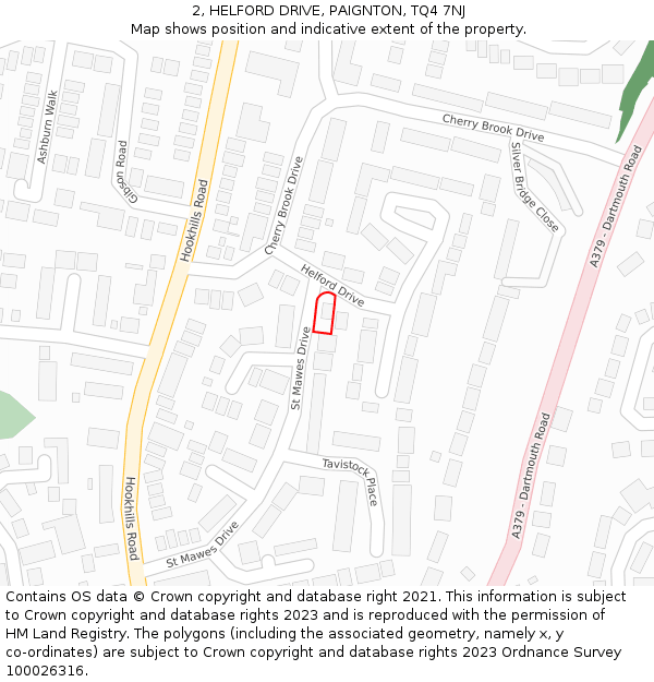 2, HELFORD DRIVE, PAIGNTON, TQ4 7NJ: Location map and indicative extent of plot