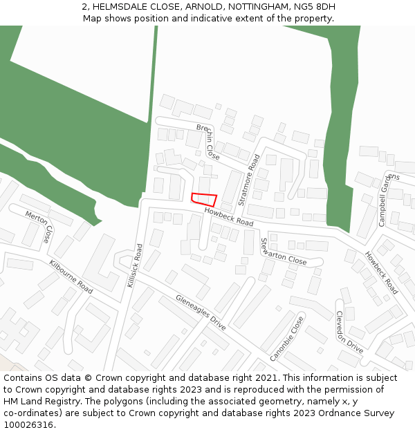 2, HELMSDALE CLOSE, ARNOLD, NOTTINGHAM, NG5 8DH: Location map and indicative extent of plot