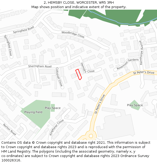 2, HEMSBY CLOSE, WORCESTER, WR5 3RH: Location map and indicative extent of plot