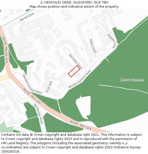 2, HENCHLEY DENE, GUILDFORD, GU4 7BH: Location map and indicative extent of plot