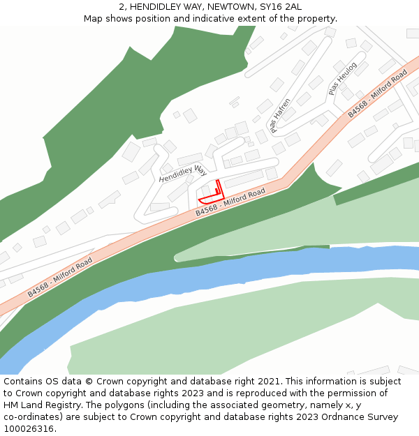 2, HENDIDLEY WAY, NEWTOWN, SY16 2AL: Location map and indicative extent of plot