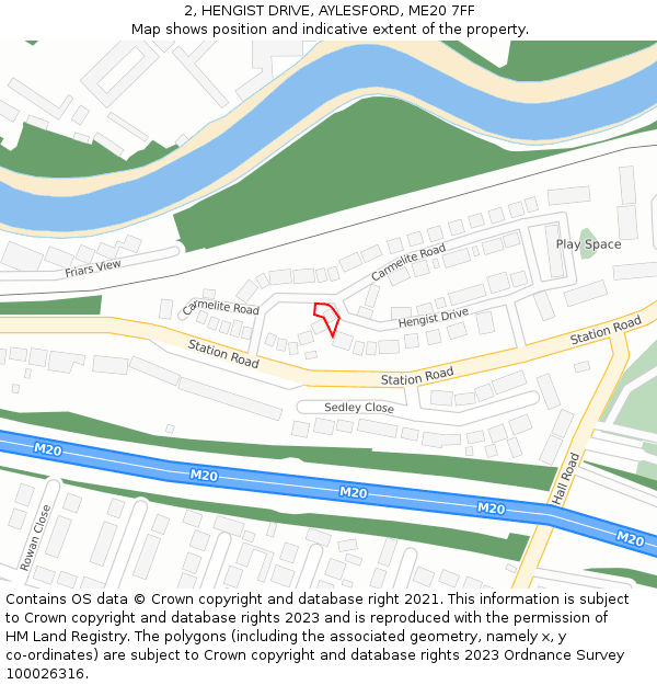 2, HENGIST DRIVE, AYLESFORD, ME20 7FF: Location map and indicative extent of plot