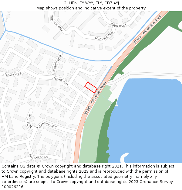 2, HENLEY WAY, ELY, CB7 4YJ: Location map and indicative extent of plot