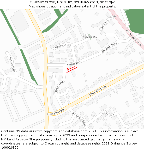 2, HENRY CLOSE, HOLBURY, SOUTHAMPTON, SO45 2JW: Location map and indicative extent of plot