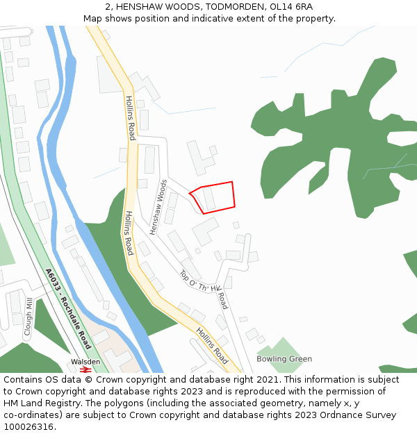 2, HENSHAW WOODS, TODMORDEN, OL14 6RA: Location map and indicative extent of plot