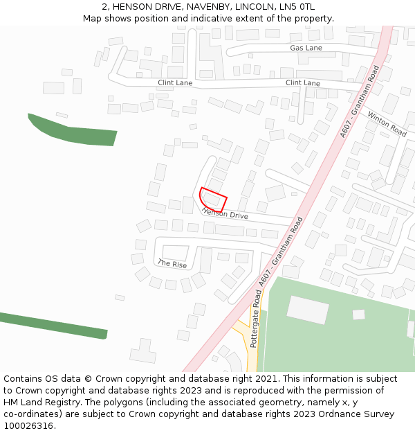 2, HENSON DRIVE, NAVENBY, LINCOLN, LN5 0TL: Location map and indicative extent of plot