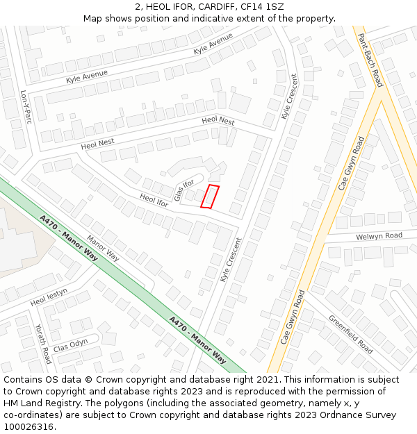 2, HEOL IFOR, CARDIFF, CF14 1SZ: Location map and indicative extent of plot