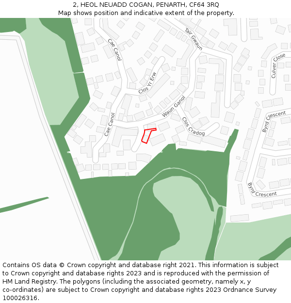 2, HEOL NEUADD COGAN, PENARTH, CF64 3RQ: Location map and indicative extent of plot