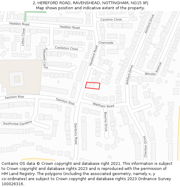 2, HEREFORD ROAD, RAVENSHEAD, NOTTINGHAM, NG15 9FJ: Location map and indicative extent of plot