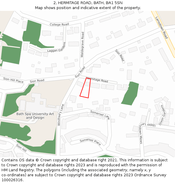 2, HERMITAGE ROAD, BATH, BA1 5SN: Location map and indicative extent of plot