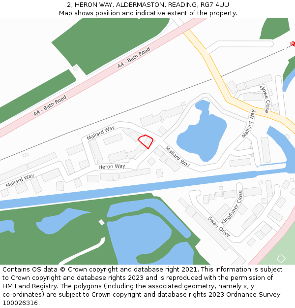 2, HERON WAY, ALDERMASTON, READING, RG7 4UU: Location map and indicative extent of plot