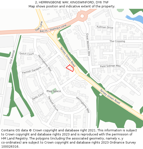 2, HERRINGBONE WAY, KINGSWINFORD, DY6 7NF: Location map and indicative extent of plot