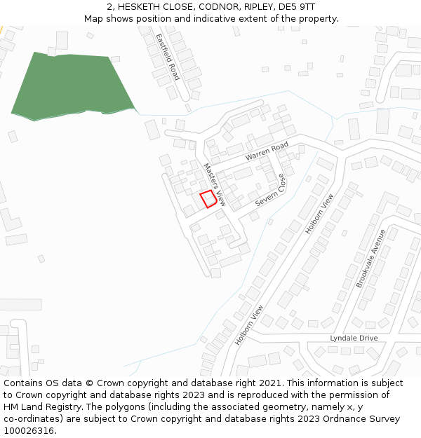2, HESKETH CLOSE, CODNOR, RIPLEY, DE5 9TT: Location map and indicative extent of plot